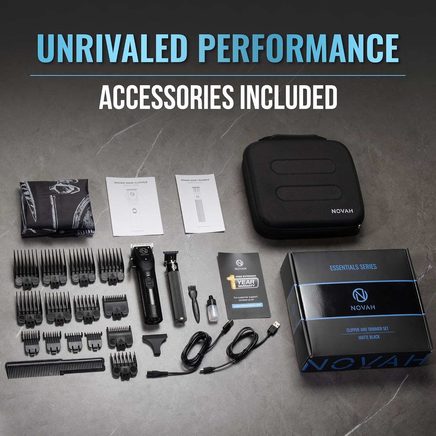 Novah Professional Hair Clippers for Men, Professional Barber Clippers and Tr…