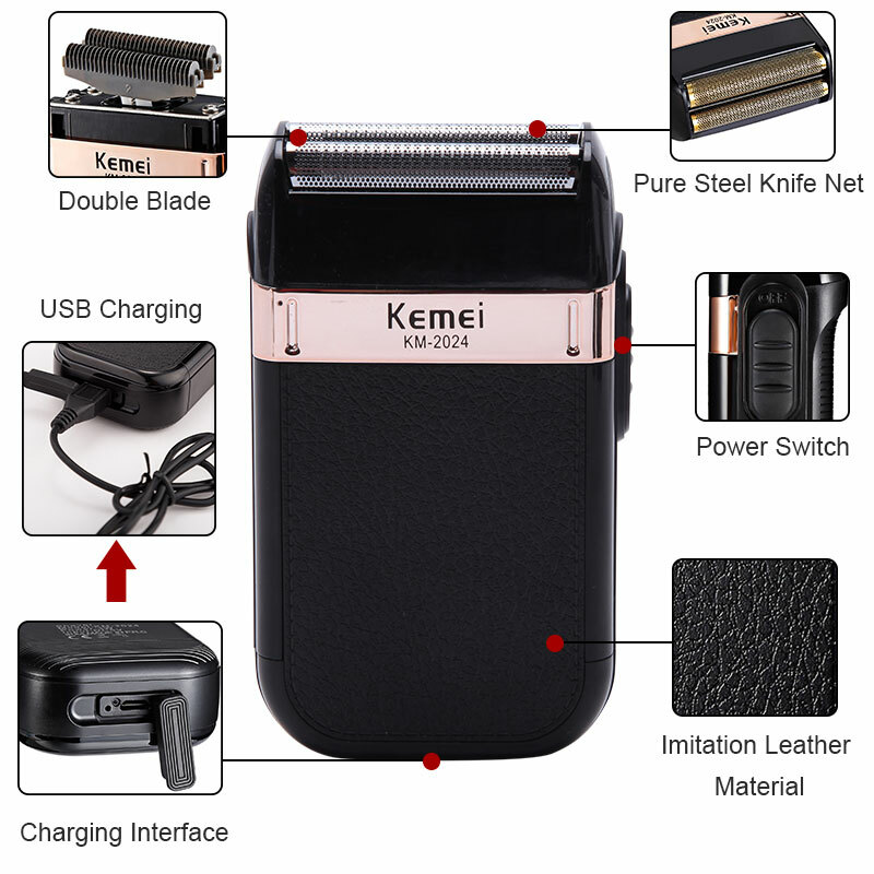 USB Electric Mini Shaver Razor Beard Barber Hair Clipper Trimmer Machine kemei