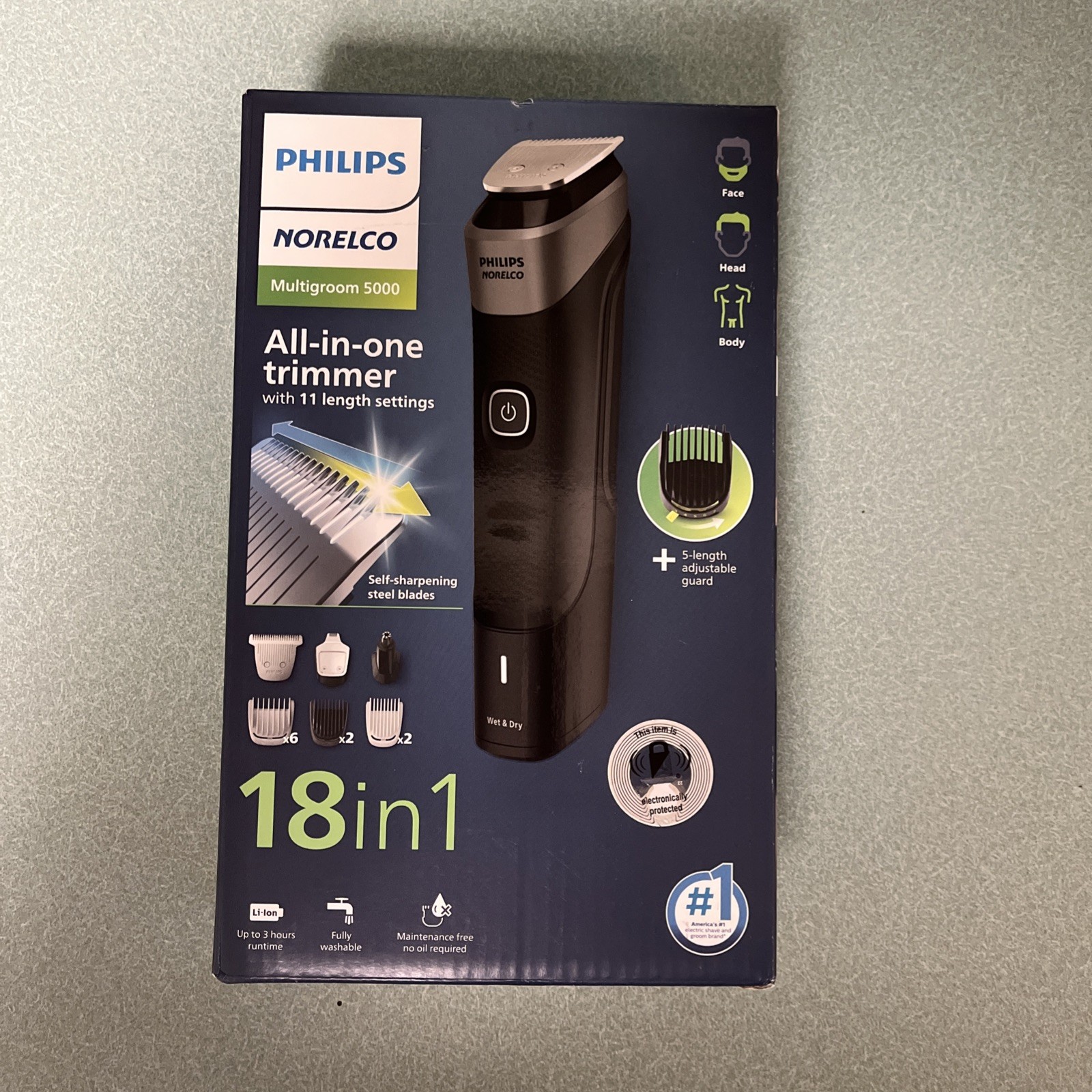 Philips Norelco Multigroom 5000 18-Pc All-in-One Trimmer Wet/Dry Black New!