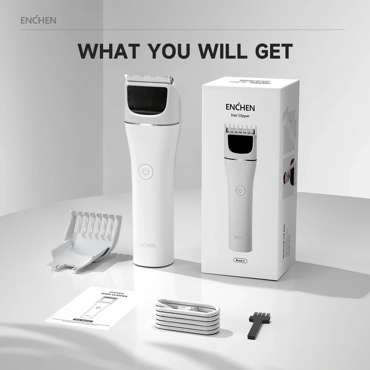 ENCHEN Boost 2 Cordless Hair Clipper Beard Trimmer Adjustable USB-C Rechargeable