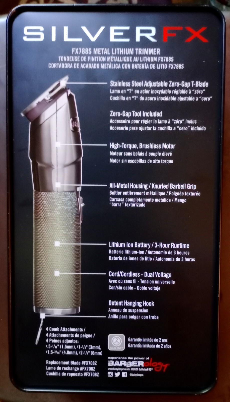 BABYLISSPRO® SILVERFX METAL LITHIUM ION CLIPPER