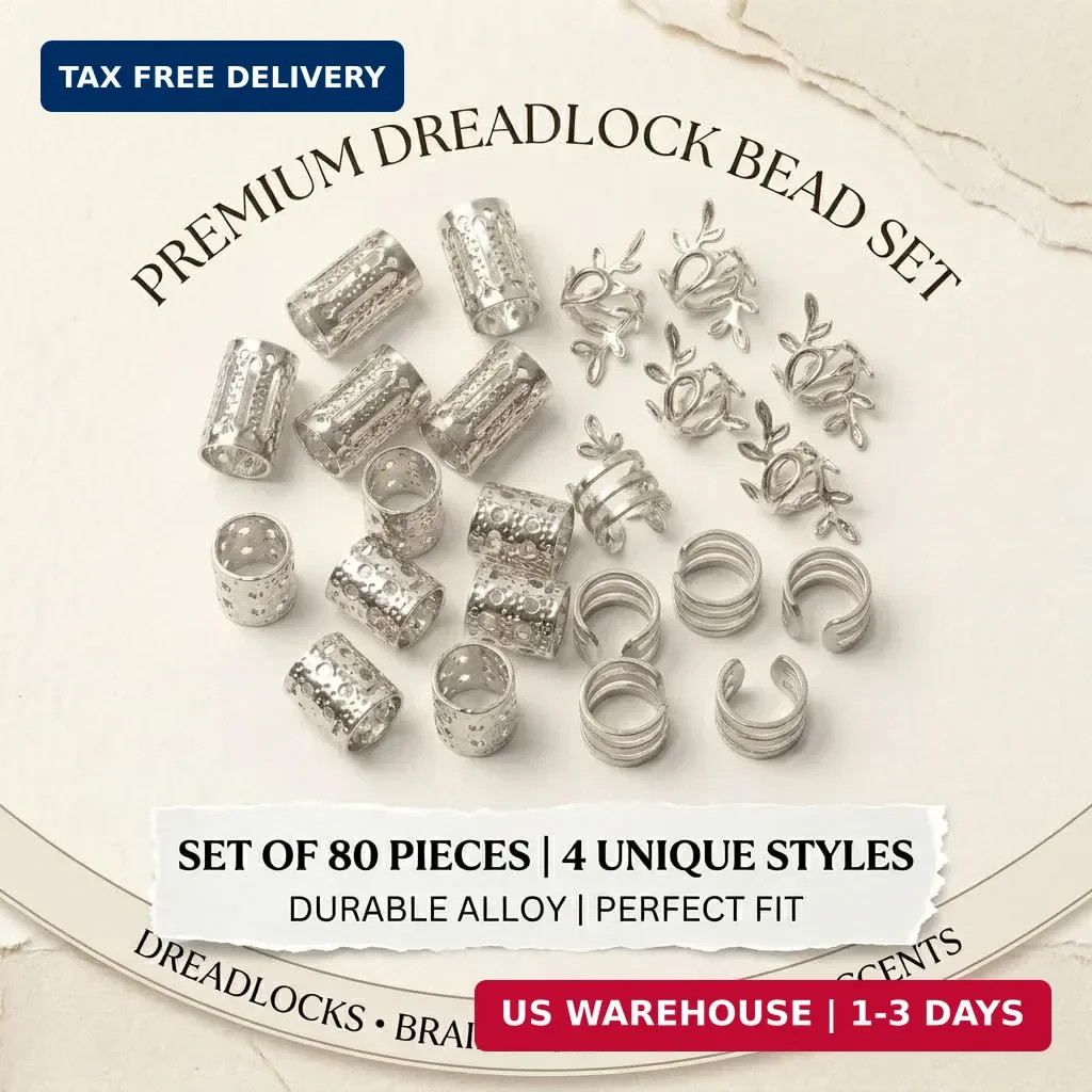 80PCS Silver Hair Jewelry for Dreadlock Braids, Hair Charms Accessories | 80Pcs