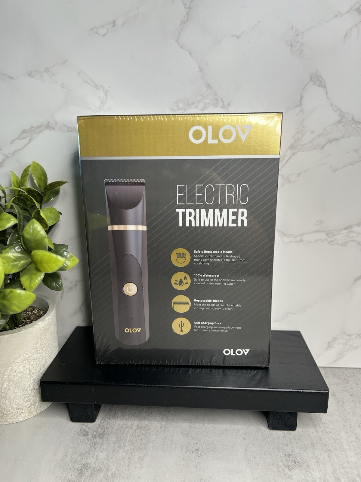 OLOV YP-7032 Body Trimmer – Waterproof USB Rechargeable, Black/Gold