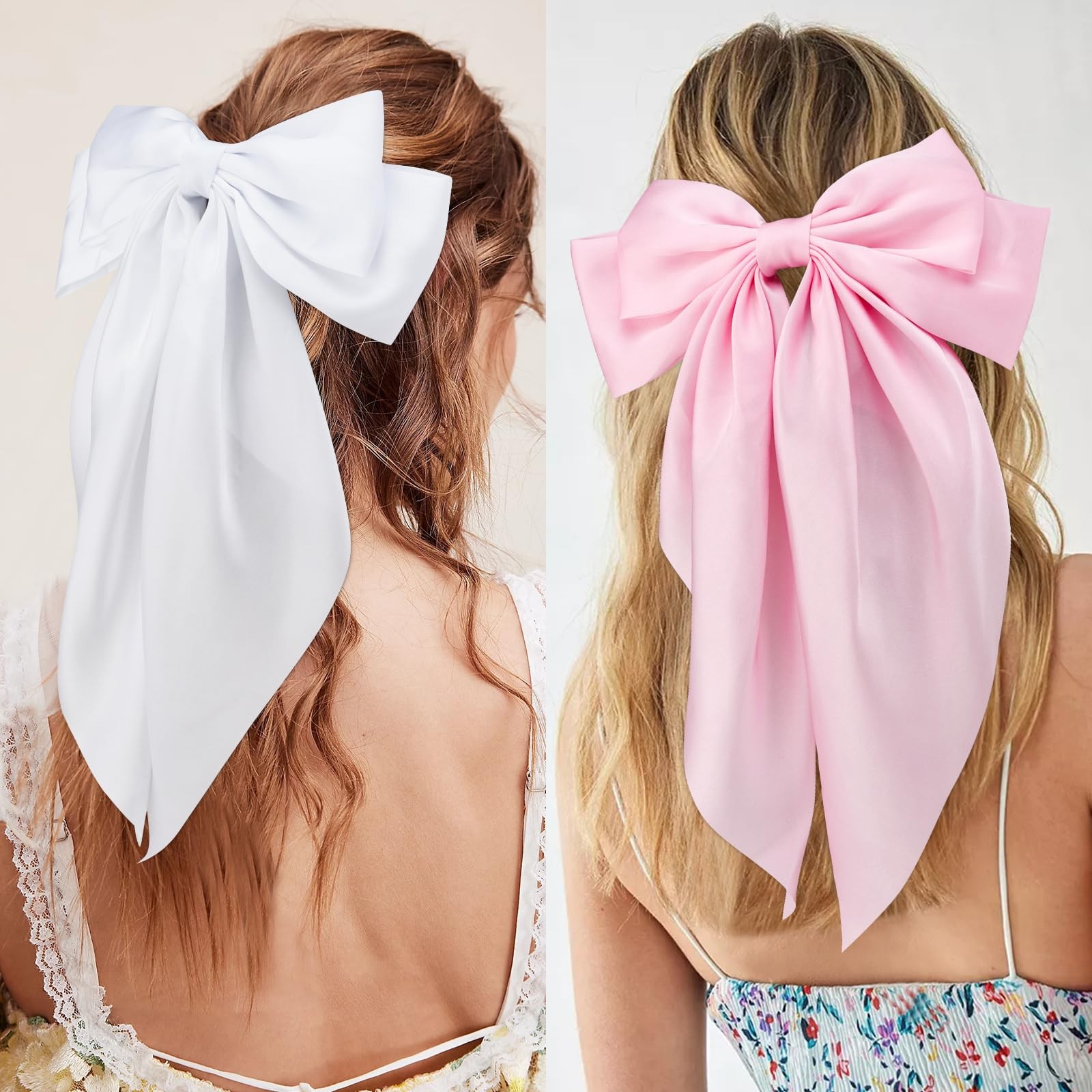 Velscrun Hair Bows for Women Girls 1 Count (Pack of 3), Black, white, pink