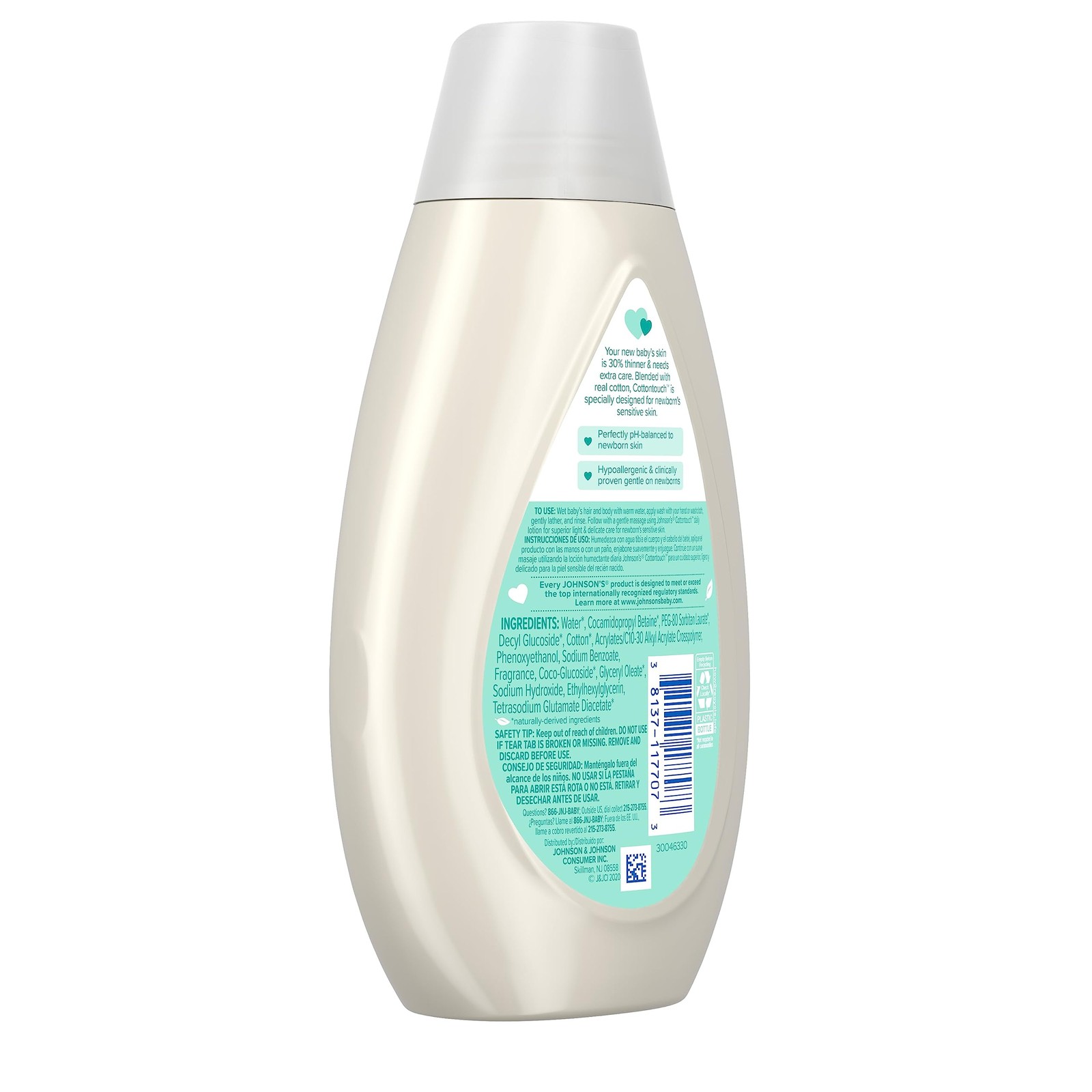 Johnson’s CottonTouch Newborn Baby Body Wash & 13.6 Fl Oz (Pack of 1), White