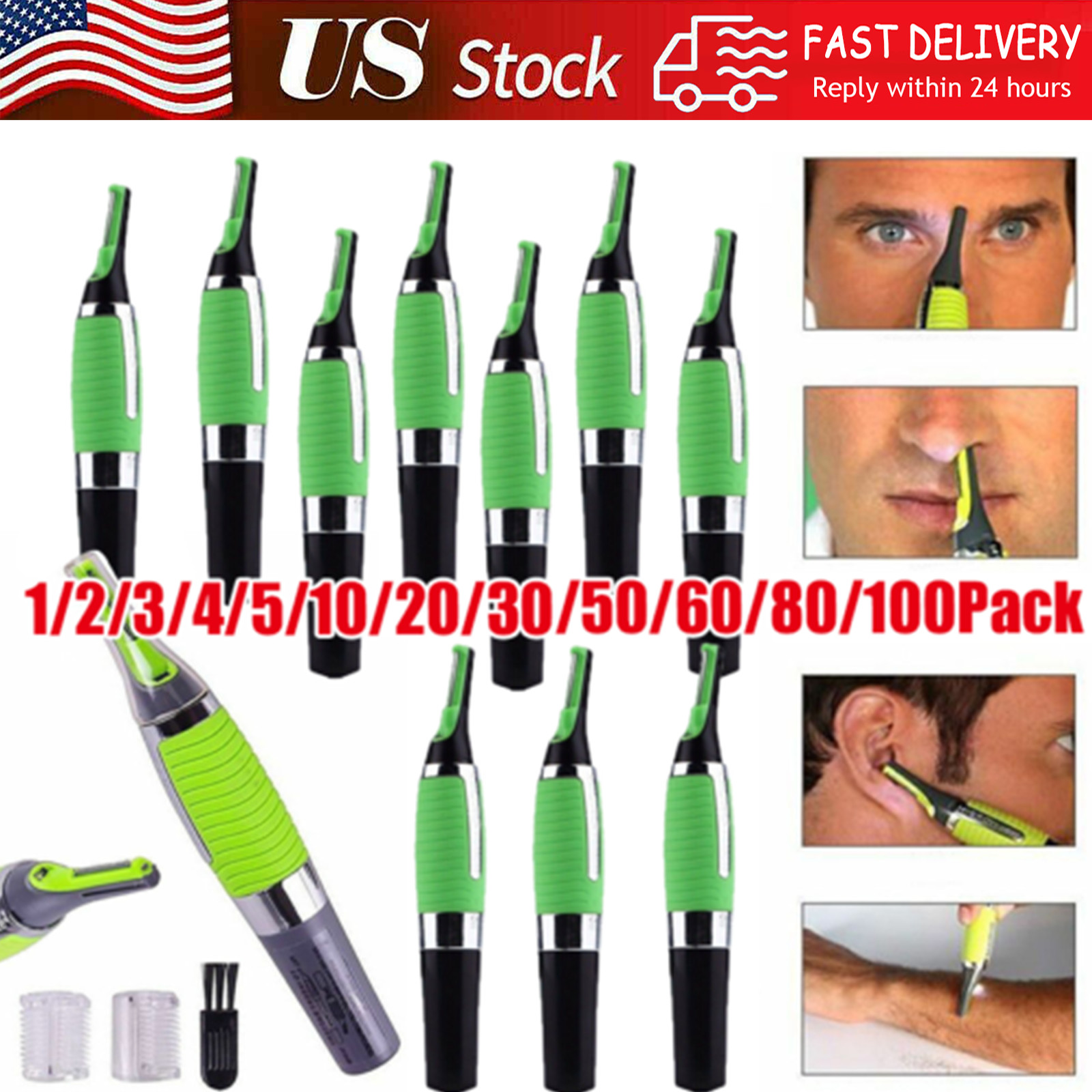 Hot Men Nose Ear Face Neck Eyebrow Hair Mustache Beard Trimmer Shaver Clipper PE