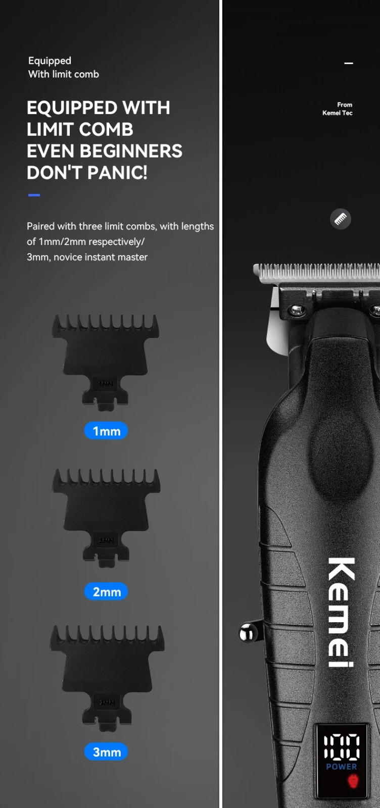 ✅ Mens Hair Trimmer 0mm Zero Gap Cordless Electric Detailer Barber Kemei 2293