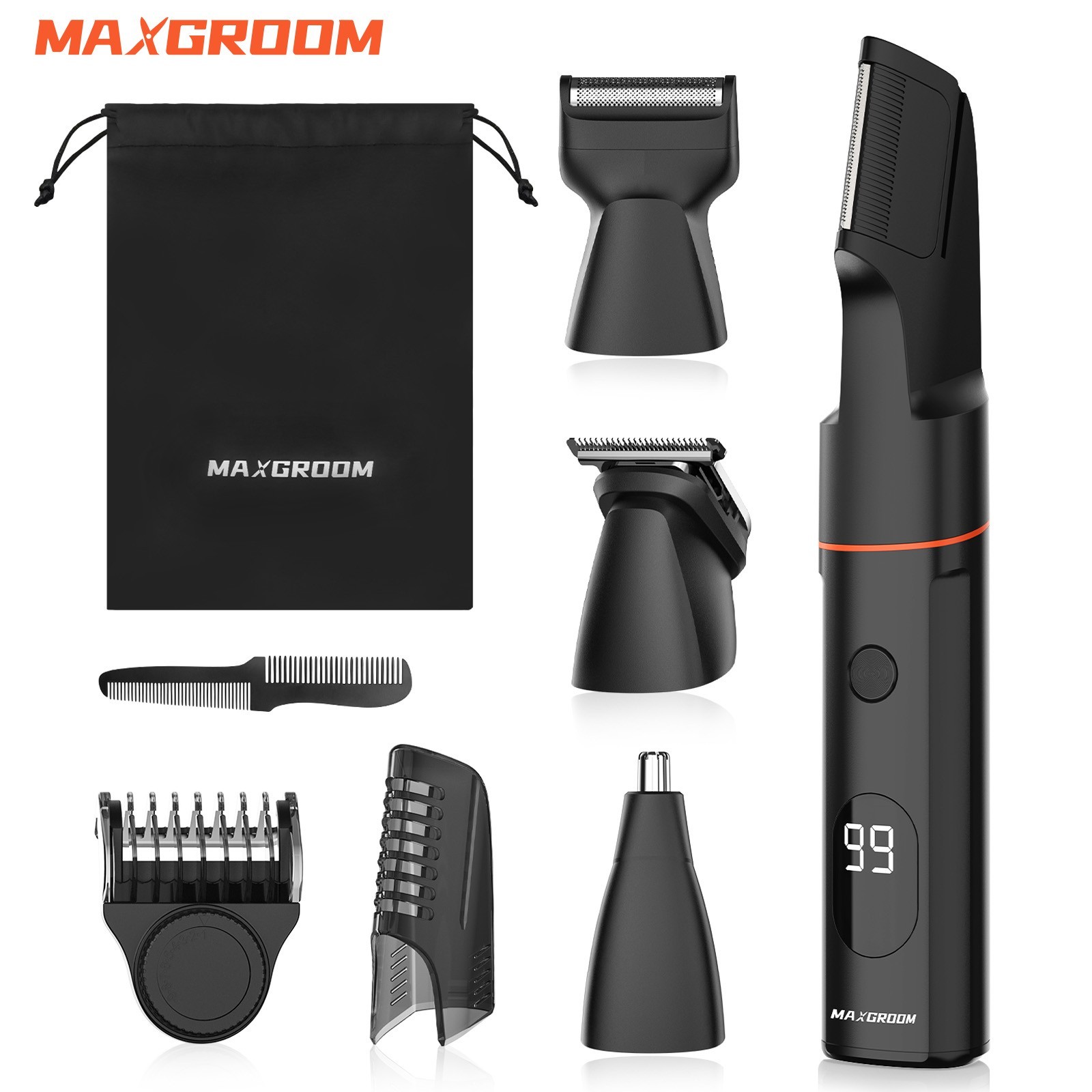 MAXGROOM 4 in 1 Body Hair Trimmer Kit for Men Pubic Hair Shaver Nose Beard Trimm
