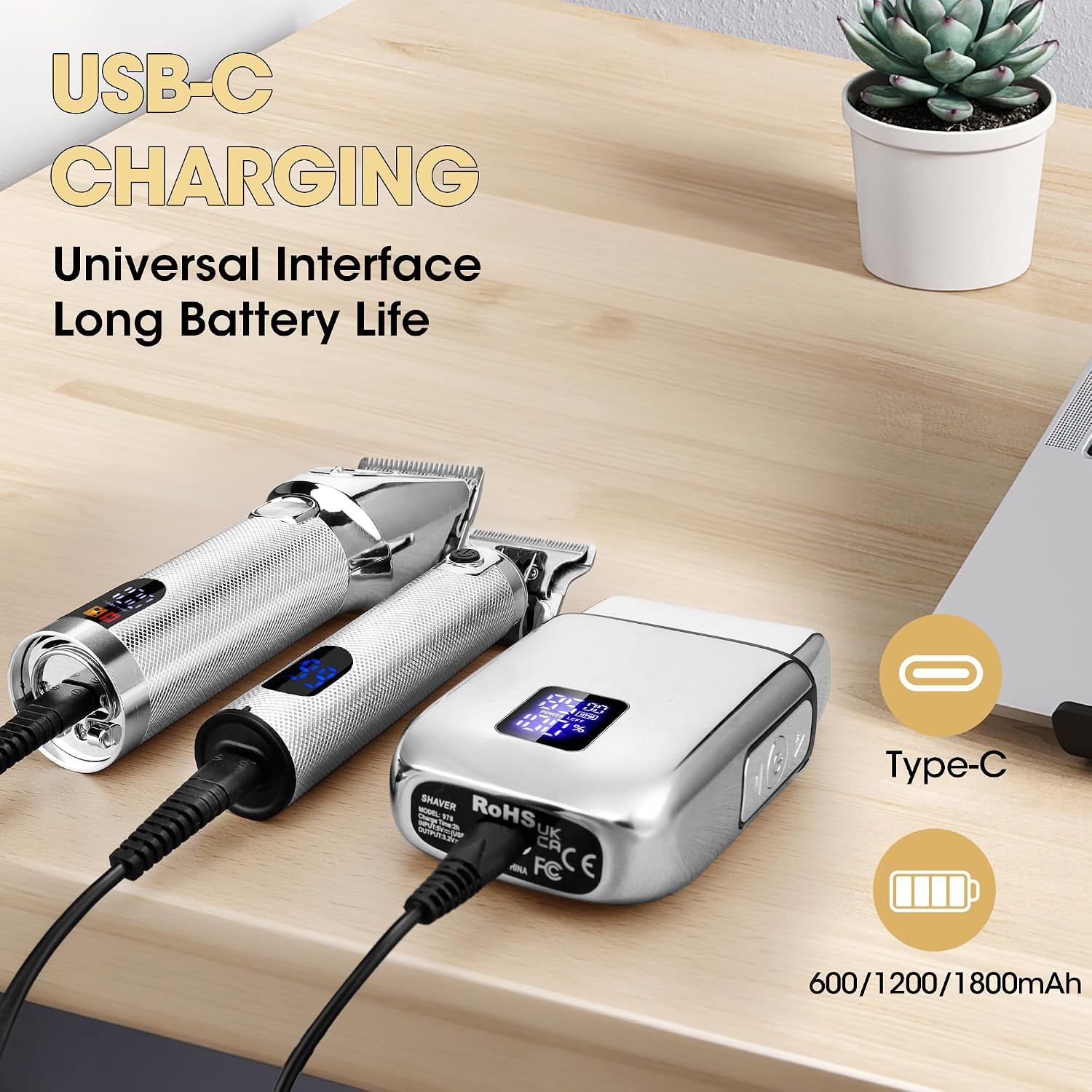 3-Piece Hair Clippers Set for Men – Rechargeable with Travel Case