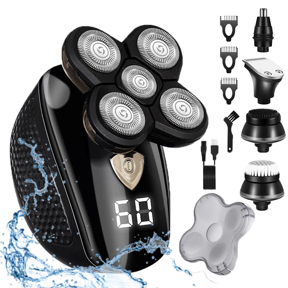 5D Rotary Electric Shaver Rechargeable Bald Head Shaver Beard Trimmer Men’s Gift