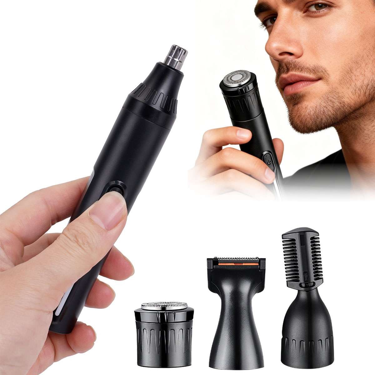 4 In 1 USB Rechargeable Nose Hair Trimmer Beard Electric Shaver Cordless Clipper