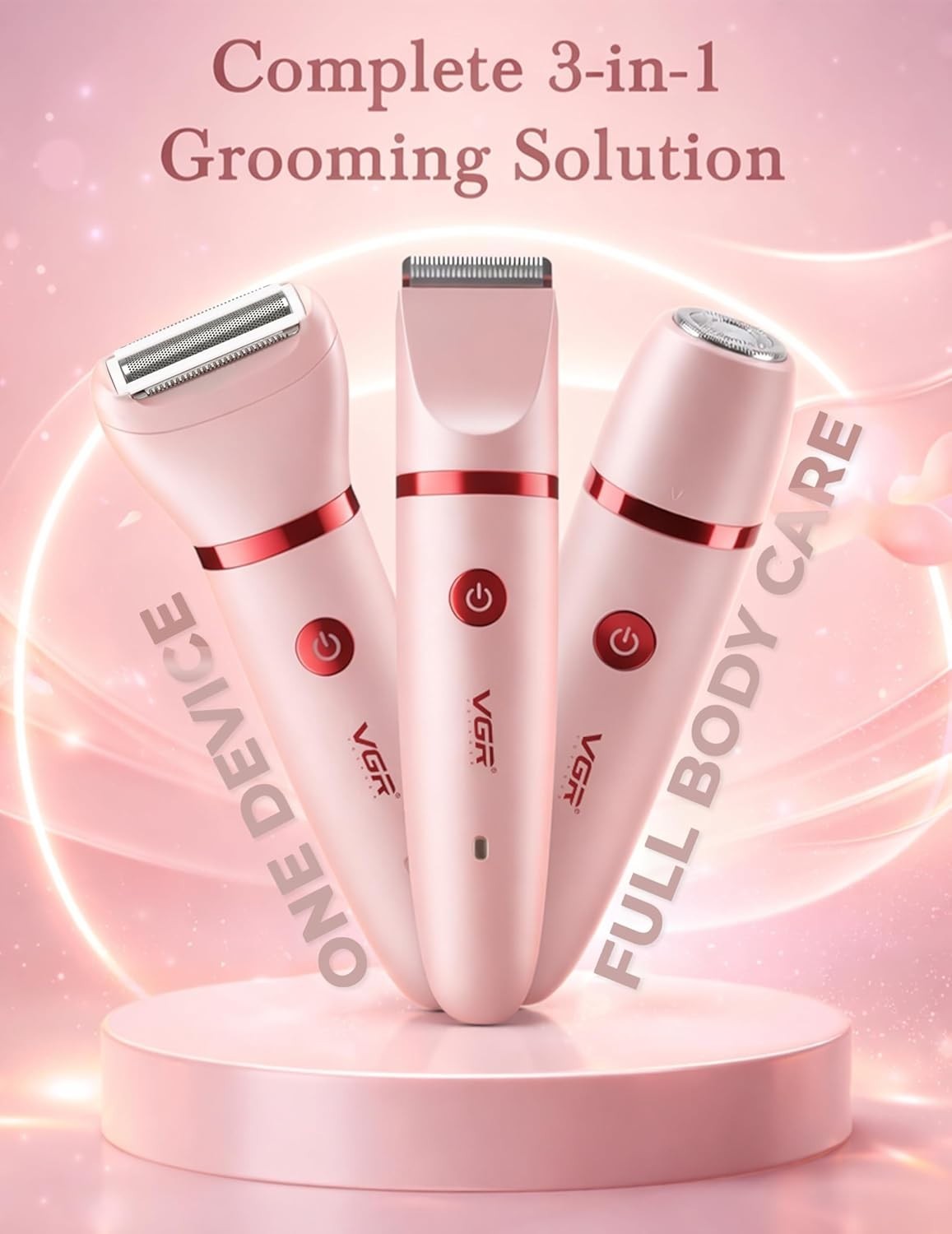 VGR V-735 Professional 3-in-1 Waterproof Women’s Body Facial Bikini Trimmer