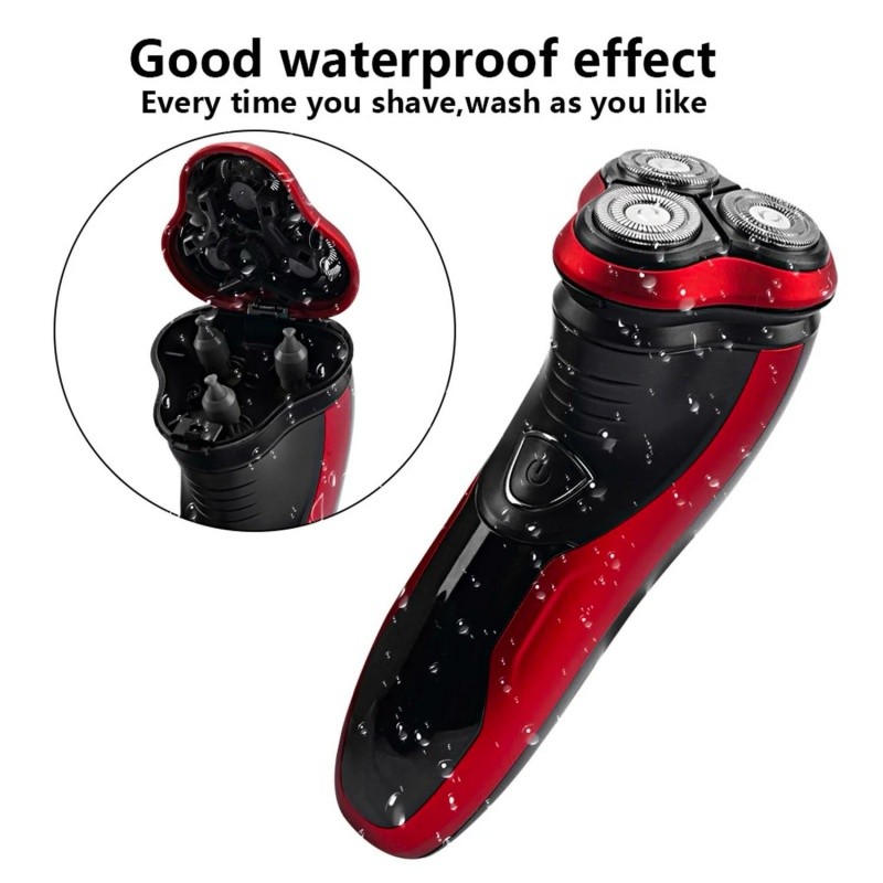 Men’s Razor Rotary Waterproof Electric Shaver Pop-Up Trimmer Wet Dry Cordless