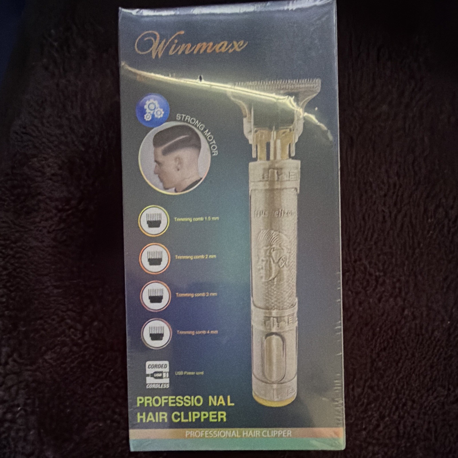 Winmax T-Blade Hair Clipper Corded/Cordless USB Charging Gold 1.5-4mm