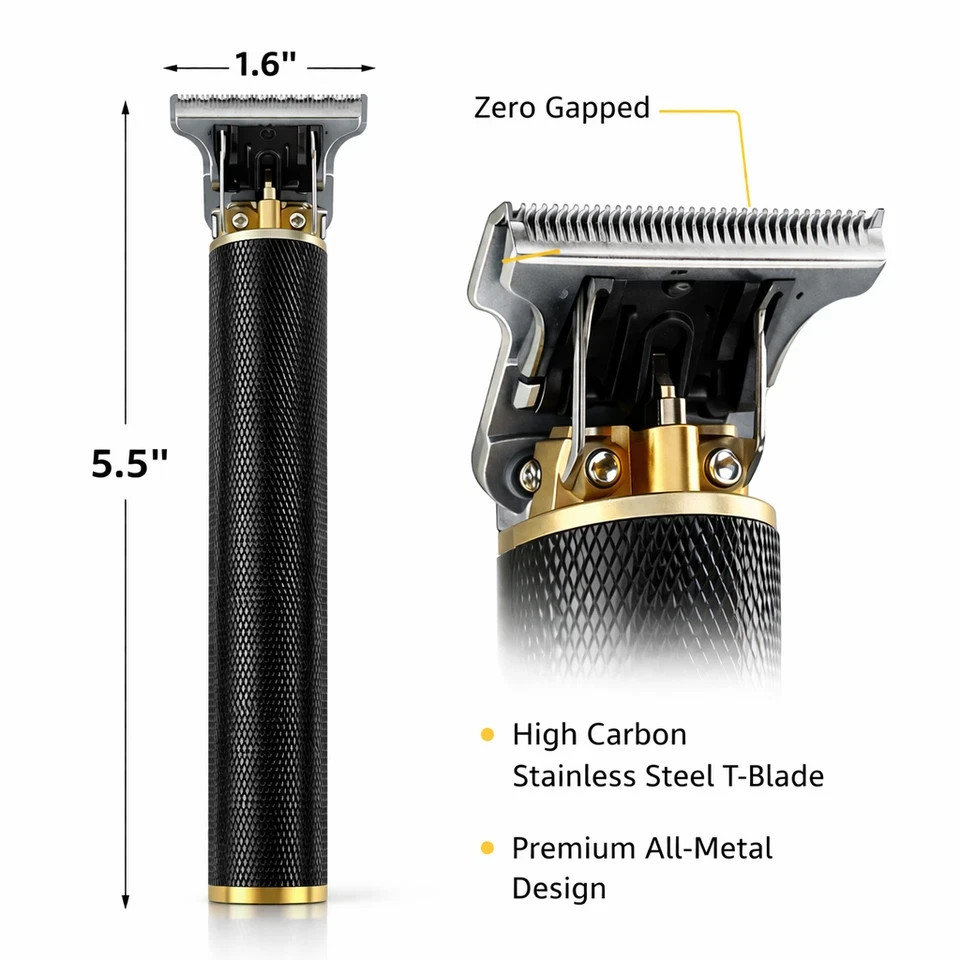 2 Pack Vintage T9 Hair Trimmer Black Gold Zero Gapped Clipper