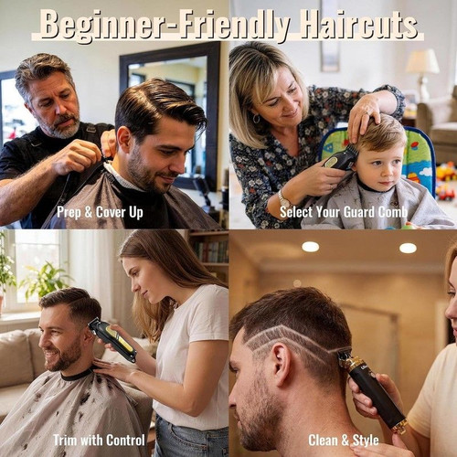 Ufree Professional Cordless Clippers and Trimmers Set for Men Black Gold