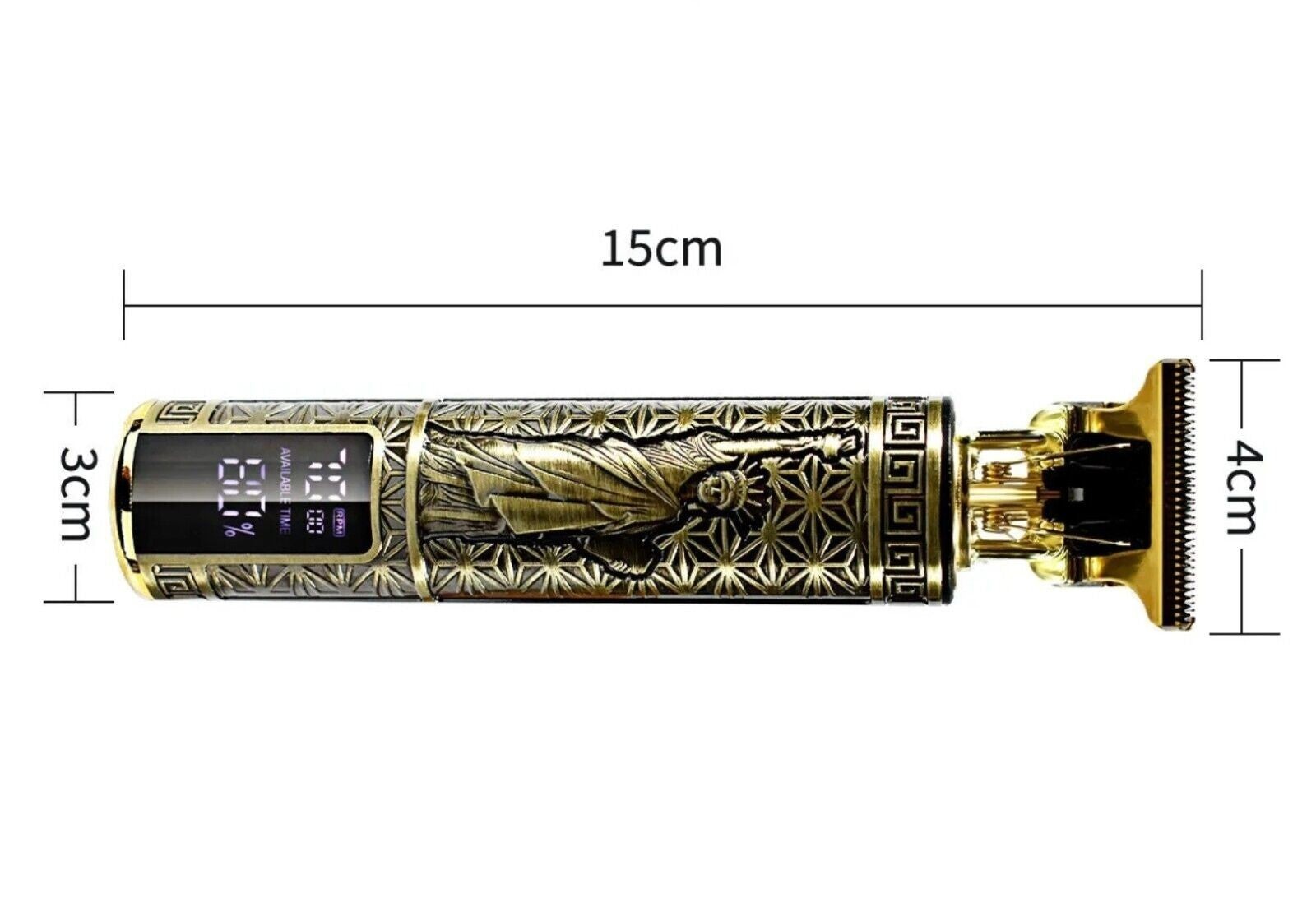 Gold T-Blade Trimmer Cordless USB Rechargeable LCD, 1-3mm, 15cm
