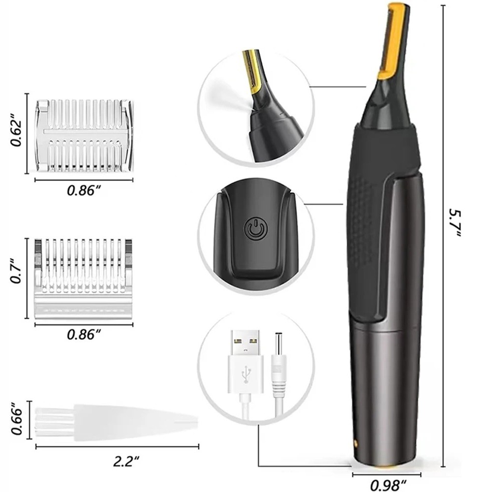 Nose Face Neck Eyebrow Hair Shaver Mustache Beard Trimmer Clippers Rechargeable