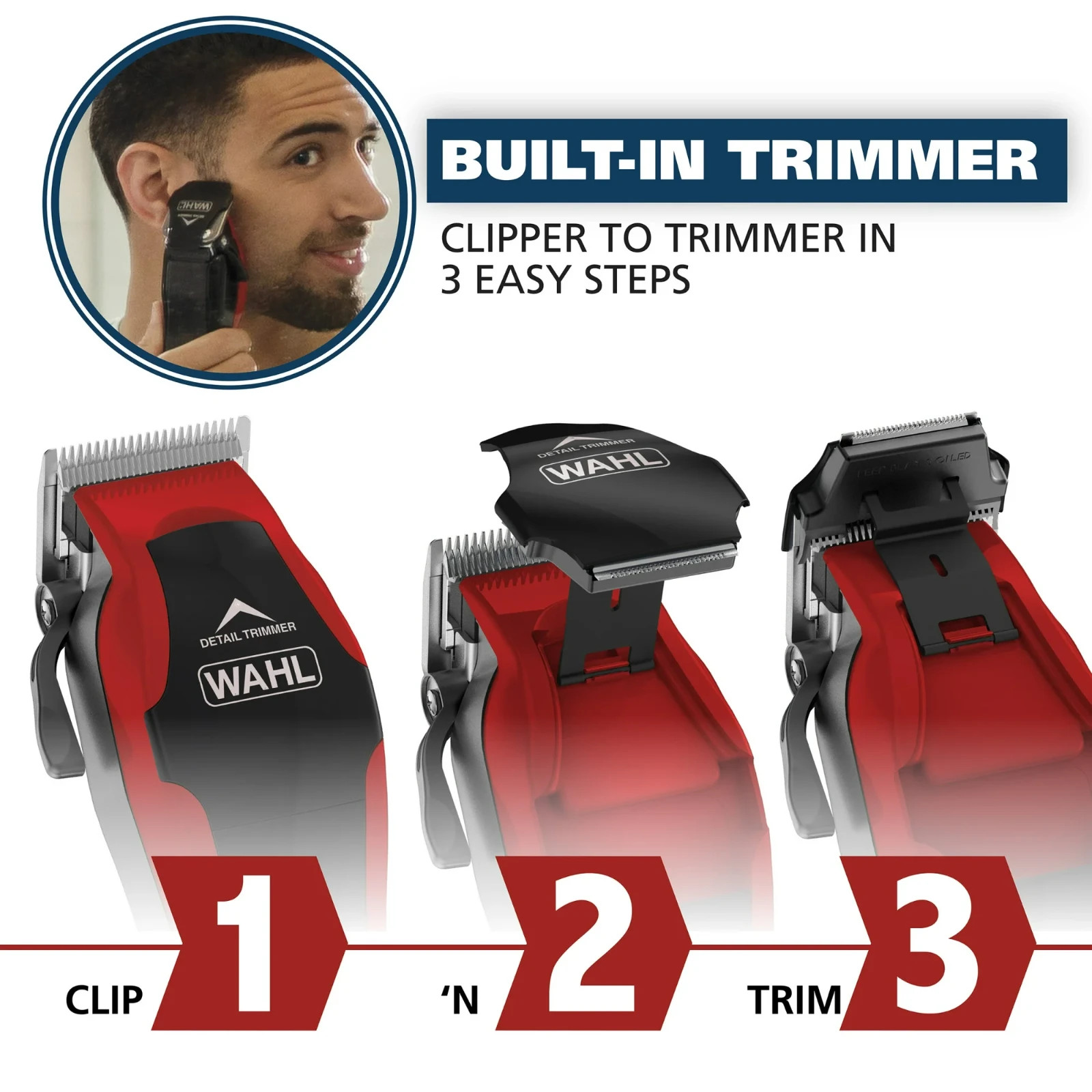 Wahl – Clip ’N Trim 2-in-1 Hair Clipper & Trimmer Kit (Model 79900-1501) New