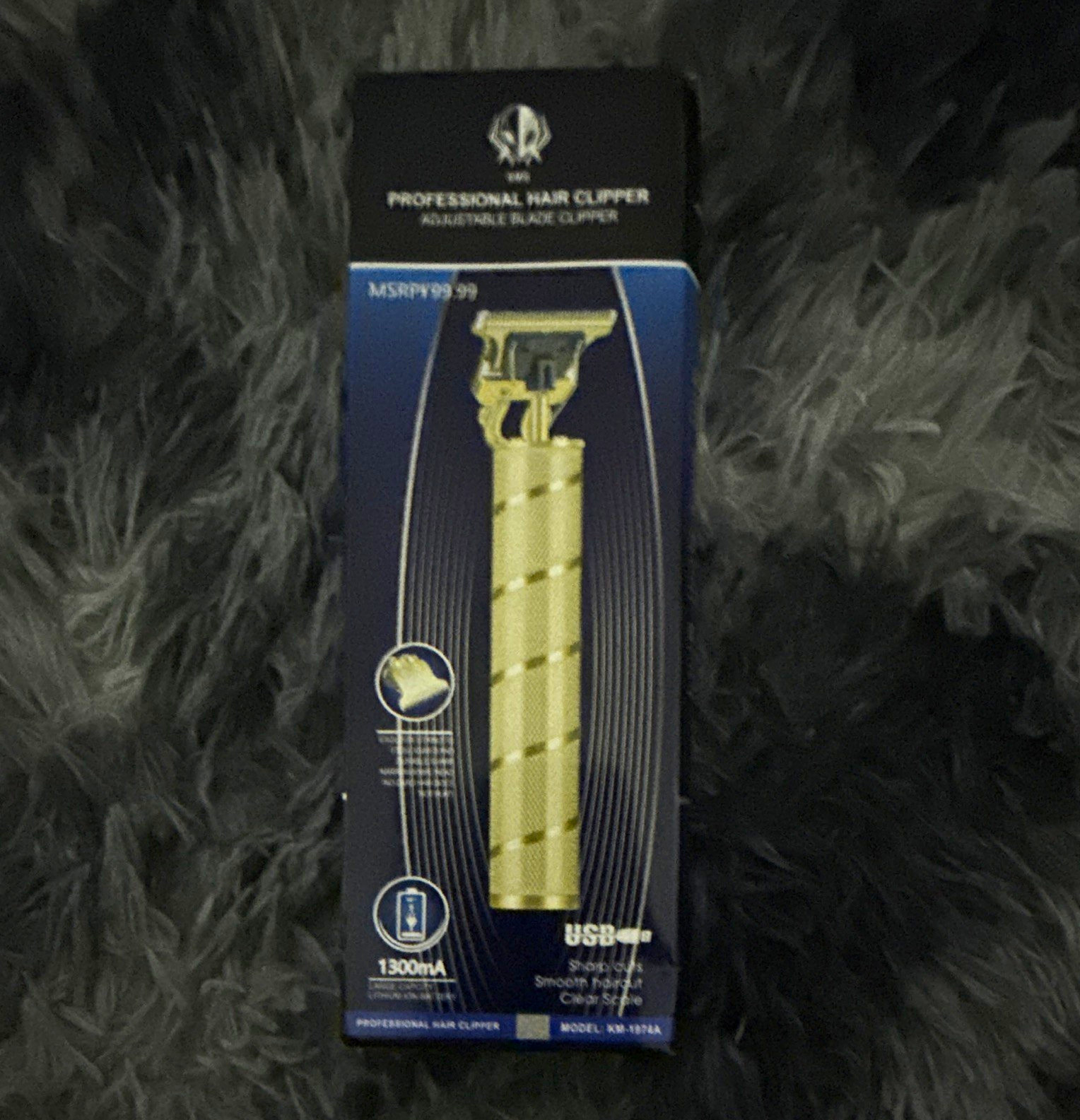 Rechargeable Hair Clipper, USB Charging, Gold, for Head & Hair Grooming