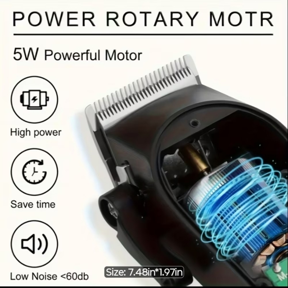 New Clippers with 5 Watt Motor USB Charge New Technology 6 head Attachments