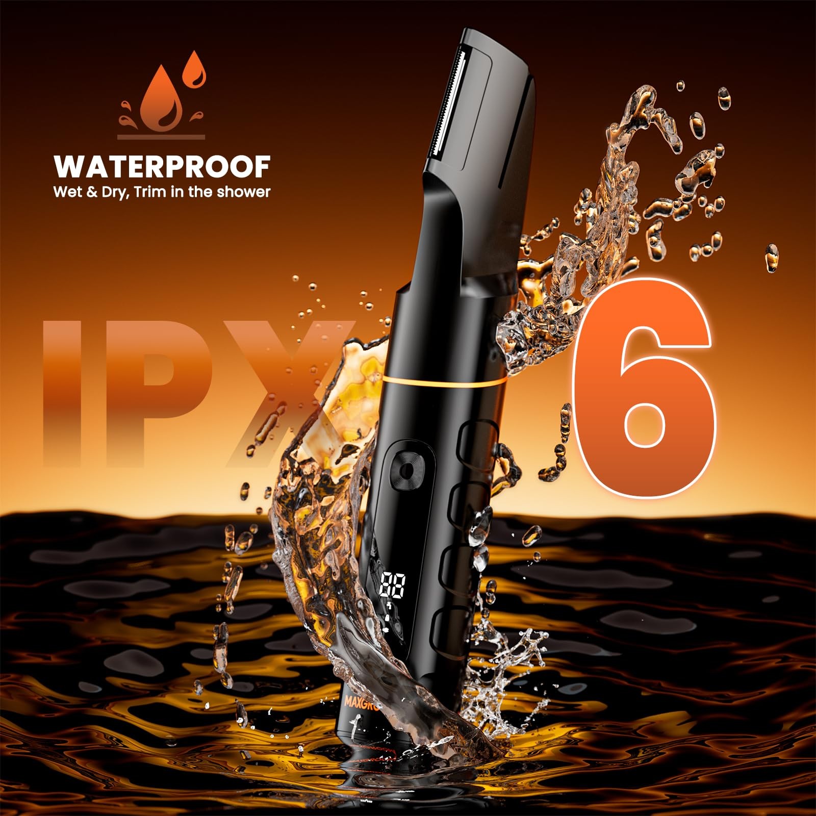 Waterproof Body Hair Trimmer for Men – Electric Grooming Kit with LED Display