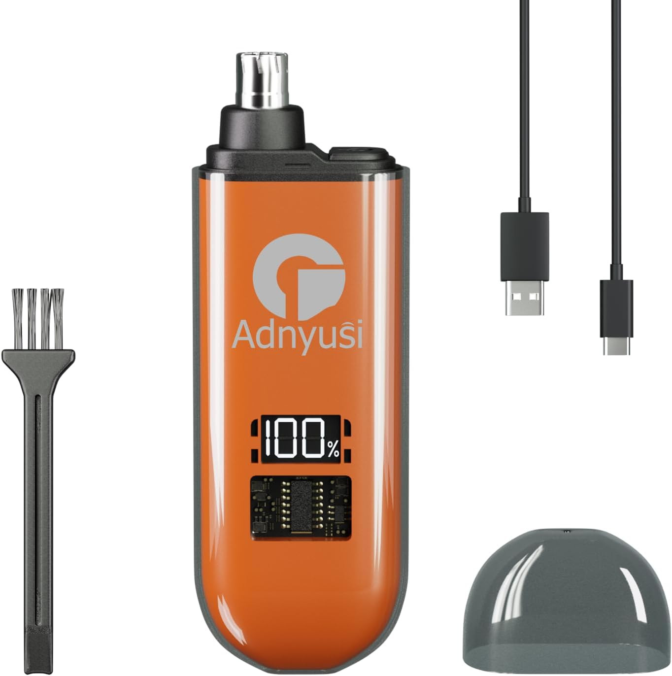 Nose Hair Trimmer USB Rechargeable LED Display Stainless Steel Portable Safe