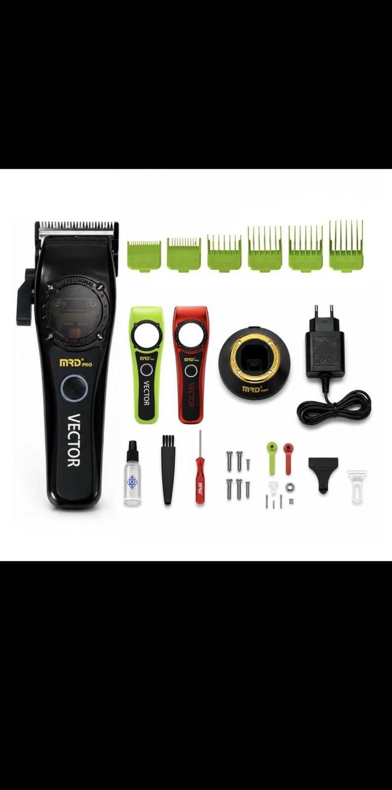 MRD Pro Vector Hair Clipper, Rechargeable, Charging Stand, Guide Combs