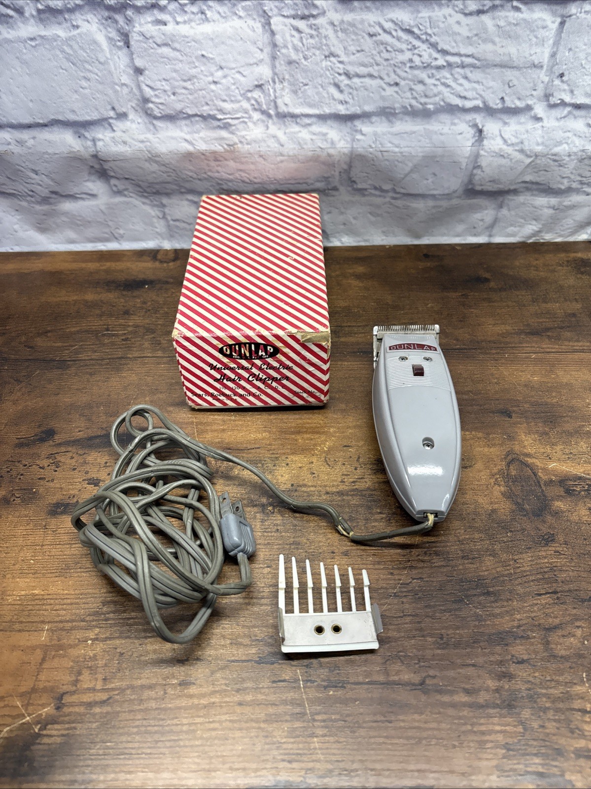 Vintage Dunlap Universal Electric Hair Clipper w Original Box Sears Parts