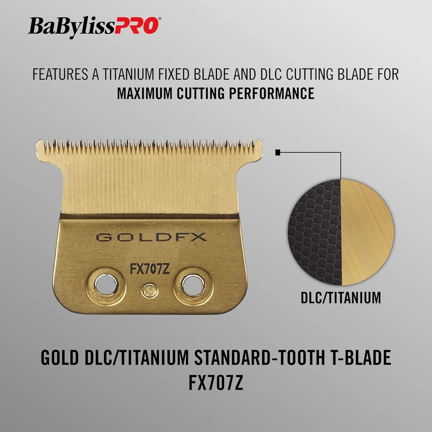 BaBylissPRO Trimmer Blade – Gold DLC/Titanium Standard Tooth (FX707Z)