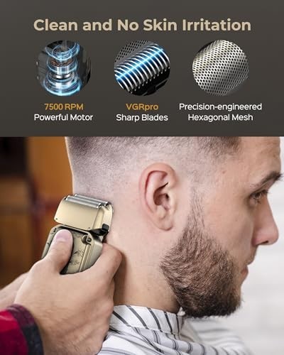 Men’s Hair Clipper Beard Trimmer Foil Shaver 3 in 1 Cordless Kit 14 Guide Combs