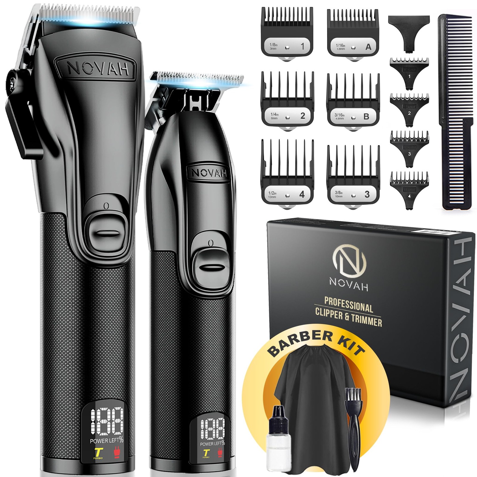 Novah® Professional Hair Clippers for Men, Professional Barber Clippers and T…