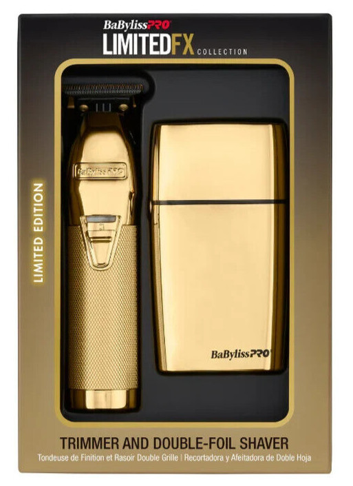 BaByliss Gold Trimmer and Double Foil Shaver Gold Gift Set #FXDUOFS2TG – NEW