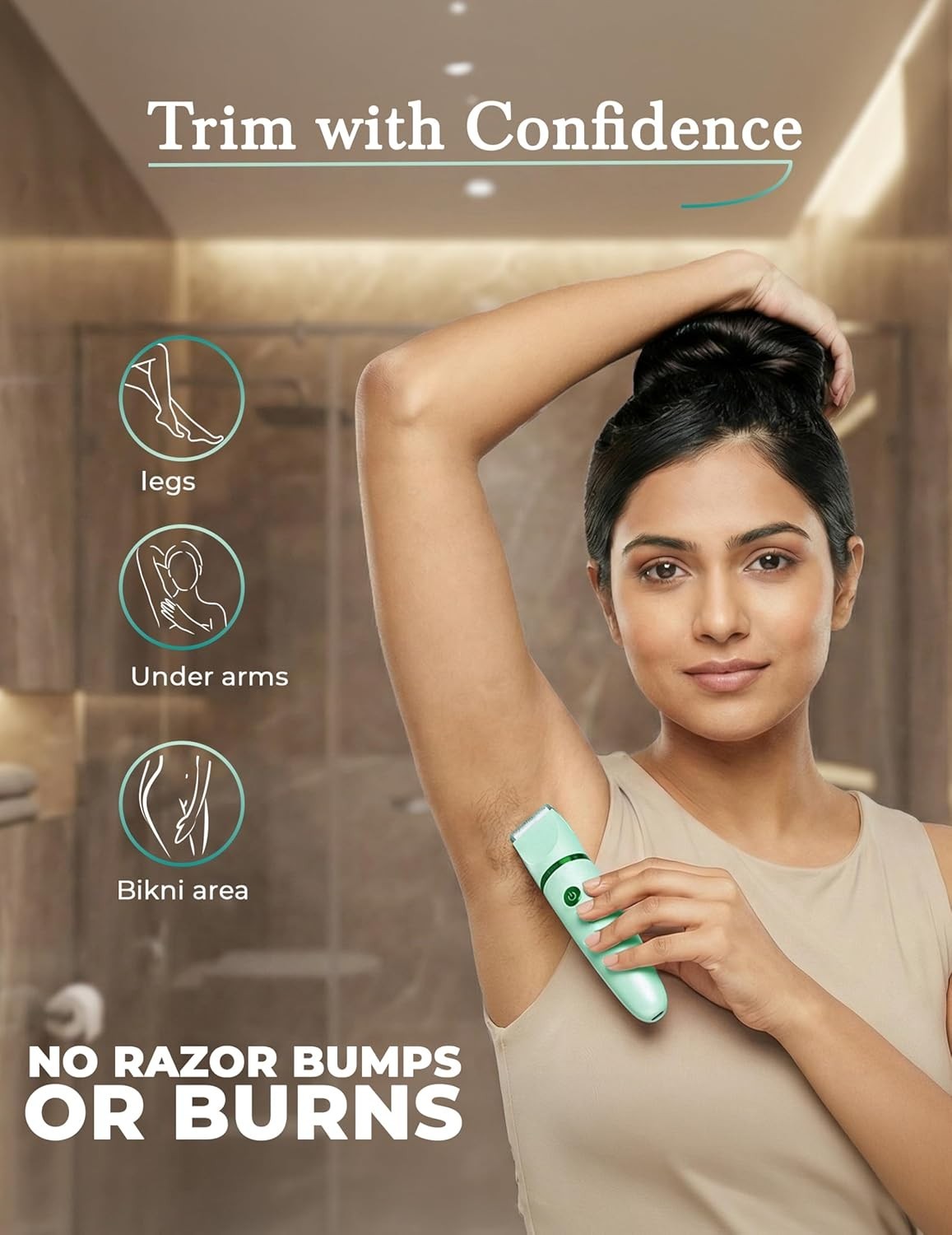 VGR V-735 3-in-1 Lady Shaver Waterproof USB-C Rechargeable Trimmer Green