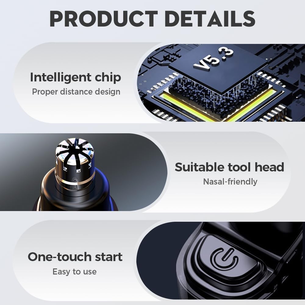Smart Electric Nose Hair Trimmer Portable Nose EarClippers LED Digital Display