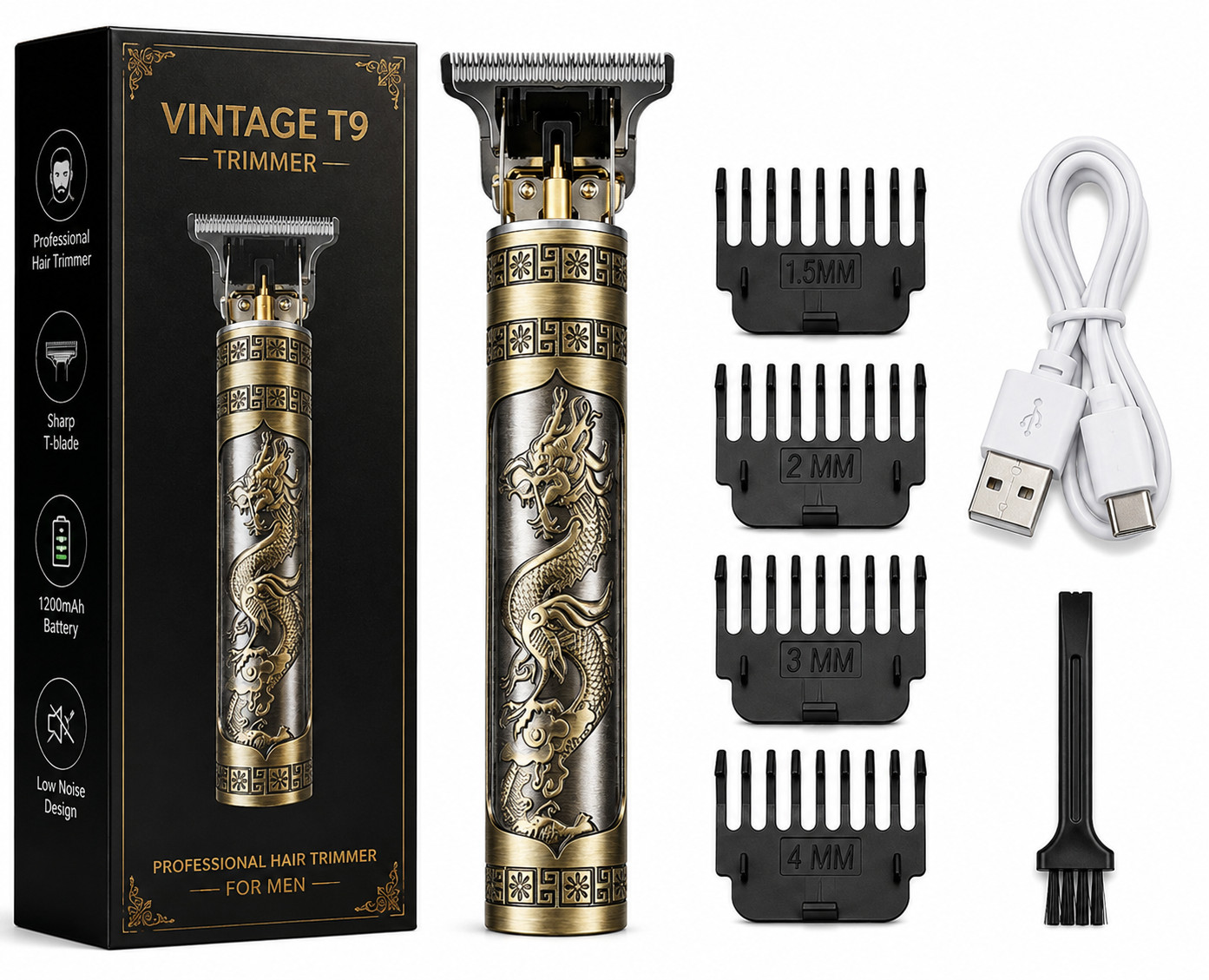 Vintage T9 Barbeador Dragon Beard Hair Trimmer Cutter Machine for Men