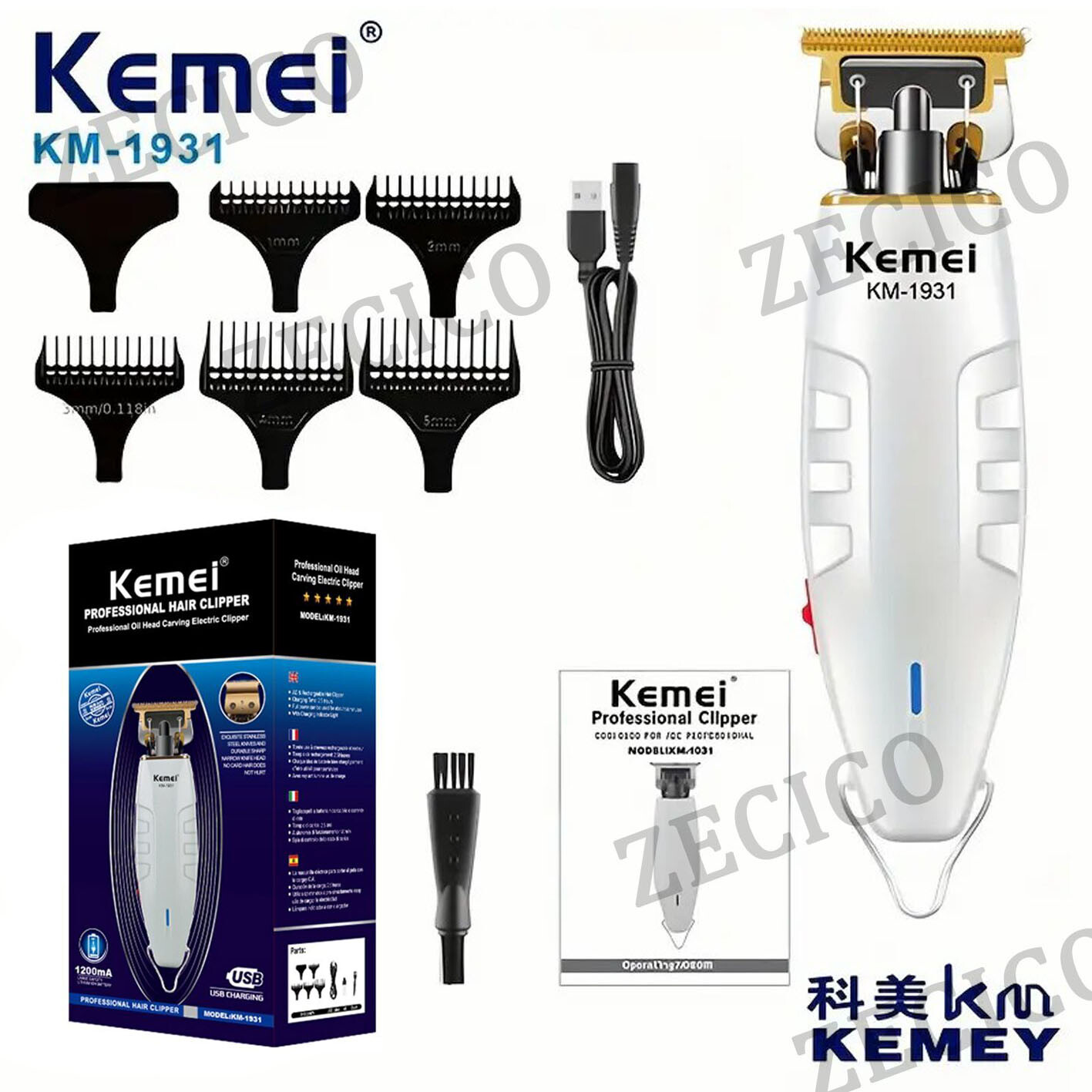 Kemei Hair Clippers Cordless Trimmer Electric Shaver Cutting Beard Barber 1931