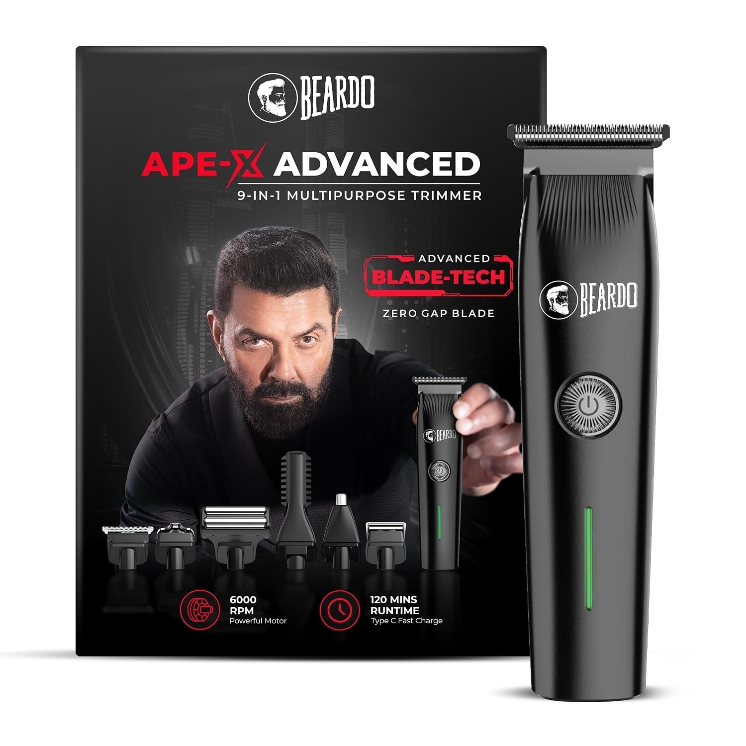 Beardo Ape-X Advanced 9-in-1 Full Body Trimmer for Men,BDTO061,Black
