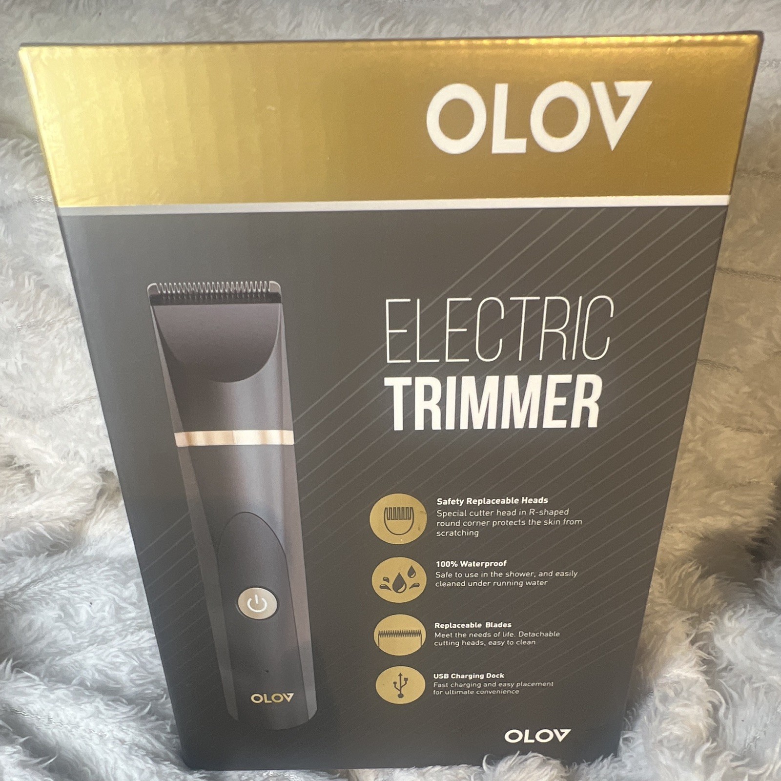 OLOV Nose Hair Trimmer YP-7032 Black/Gold Waterproof USB Charge 2 Heads #1-2