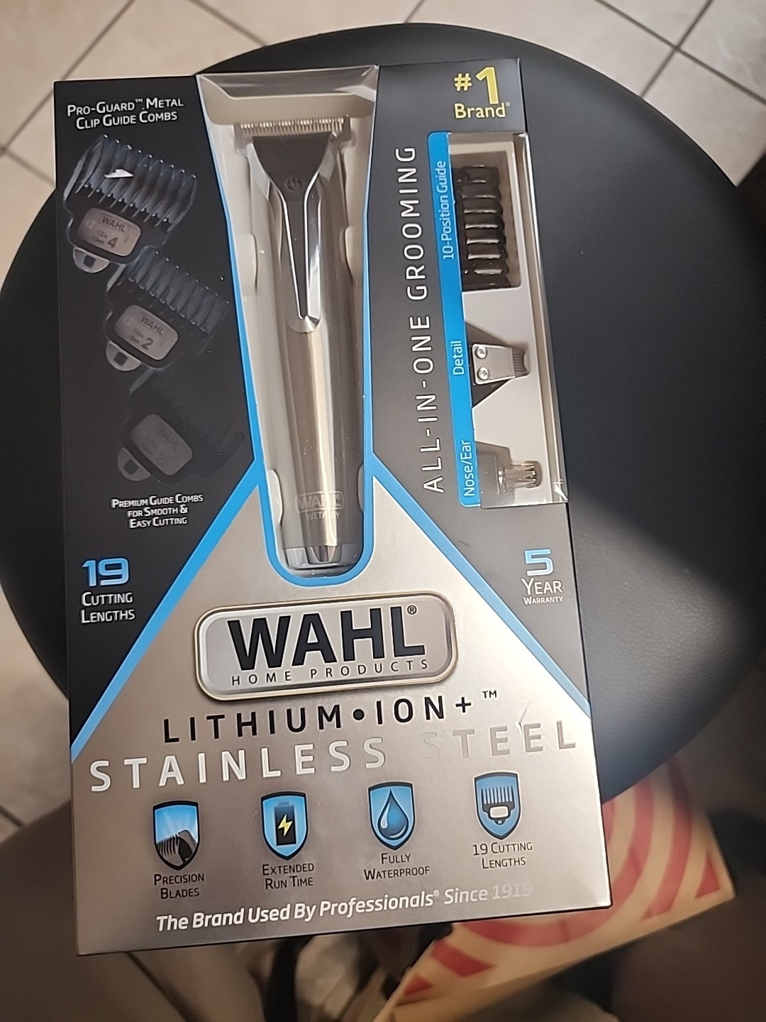 WAHL Lithium Ion STAINLESS STEEL TRIMMER All-in-One Grooming Kit HAIR EAR NOSE