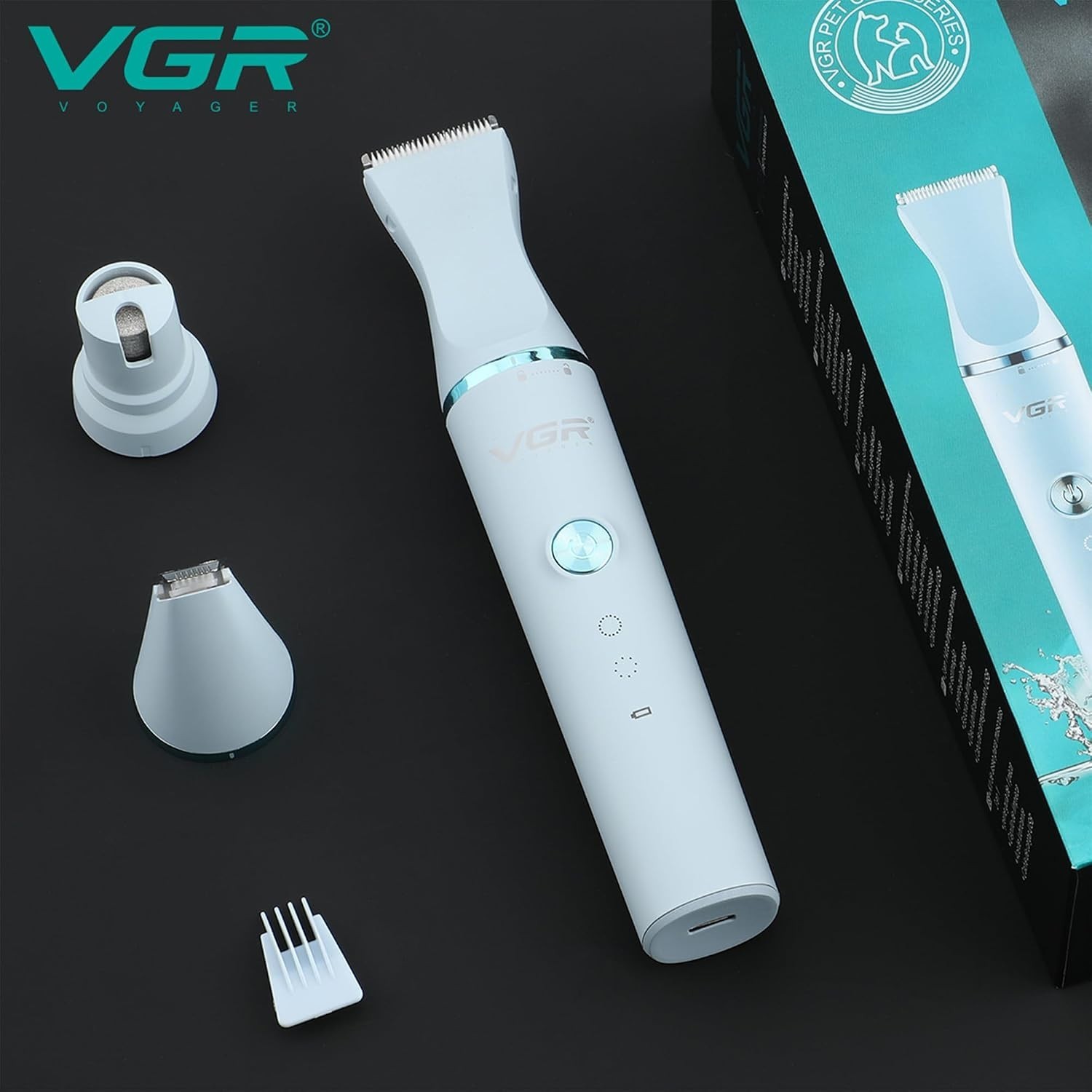 VGR V-205 3-in-1 Waterproof Pet Grooming Kit 120-Min Runtime Blue Edition