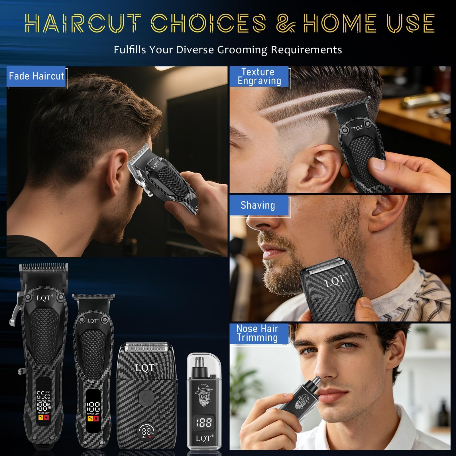 Rechargeable Cordless Hair Clippers & Beard Trimmer Kit with LCD Display – Perfe