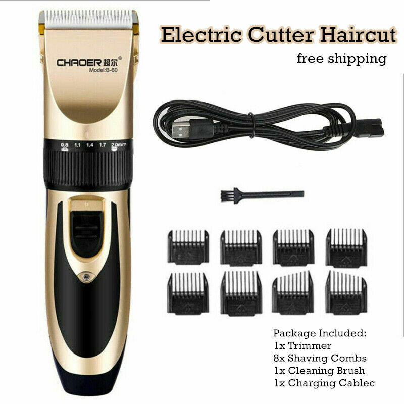 Rechargeable Electric Men Hair Clipper Shaver Trimmer Razor haircut Grooming Kit