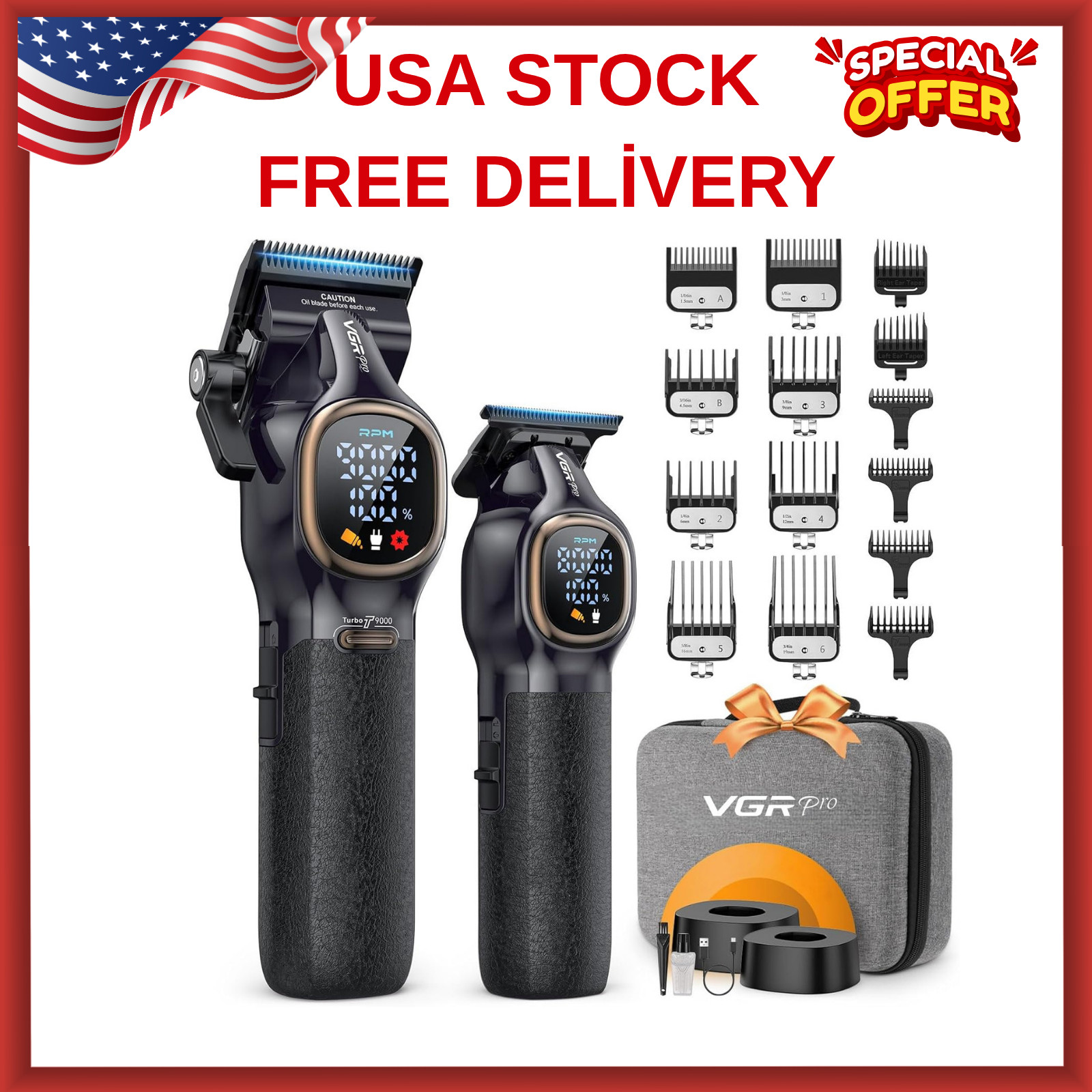 Professional Hair Clippers for Men, Professional Barber Clippers and Trimmer Set