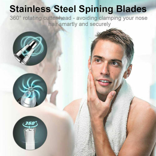 4in1 Electric Nose Ear Hair Trimmer Eyebrow Shaver Clipper Groomer Cleaner Tool