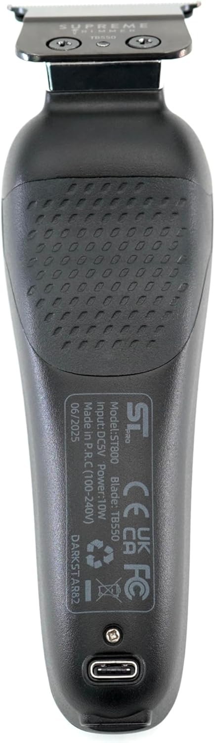 Supreme Trimmer Darkstar82 ST800 Metal Body Barber Trimmer – 9100 RPM, Black