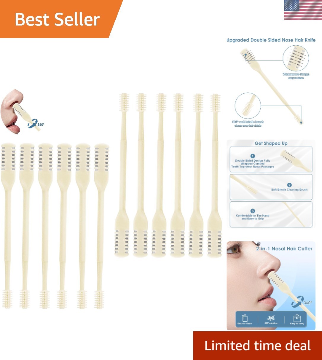 12PCS Nose Hair Trimmer for Men Women | Manual Double-Sided Nose Trimmer with…