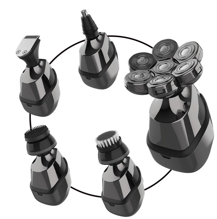 5 IN 1 7D Rotary Electric Shaver Rechargeable Bald Head Shaver Beard Trimmer Men