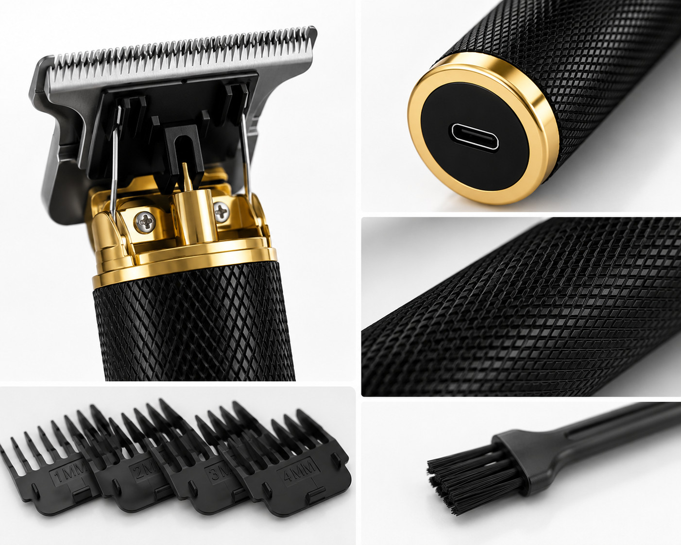 Vintage T9 Barbeador Black Gold Beard Hair Trimmer Cutter Machine for Men