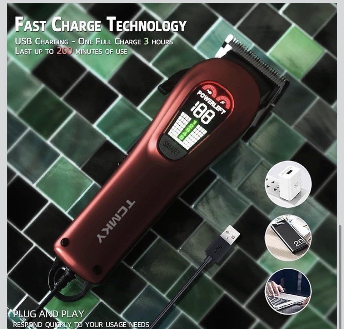 TCMKY Hair Clippers for Men Professional Clippers | Cordless&Corded Barber